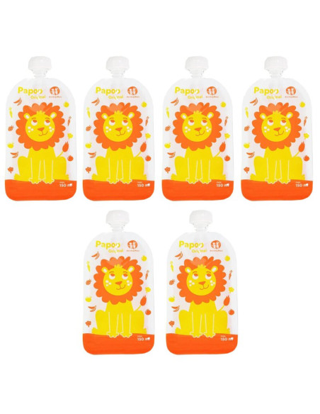 BN-901808,Petite&Mars - Set 6 pungi reutilizabile pentru hranire cu leuti, Inchidere ermetica, 20x10 cm, 150 ml, Papoo Portocali BN-901808,Petite&Mars - Set 6 pungi reutilizabile pentru hranire cu leuti, Inchidere ermetica, 20x10 cm, 150 ml, Papoo Portocali