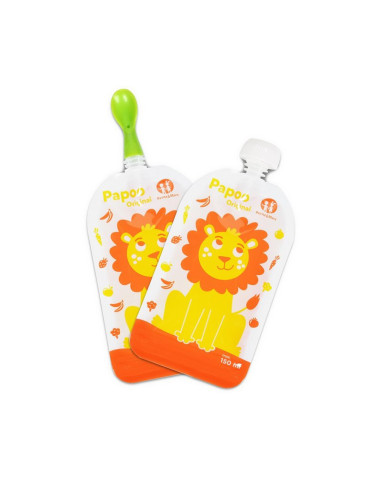 BN-901808,Petite&Mars - Set 6 pungi reutilizabile pentru hranire cu leuti, Inchidere ermetica, 20x10 cm, 150 ml, Papoo Portocali BN-901808,Petite&Mars - Set 6 pungi reutilizabile pentru hranire cu leuti, Inchidere ermetica, 20x10 cm, 150 ml, Papoo Portocali