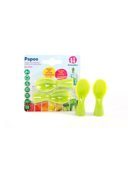 BN-910908,Petite&Mars - Set 2 lingurite cu infiletare pentru pungile Papoo, Verde