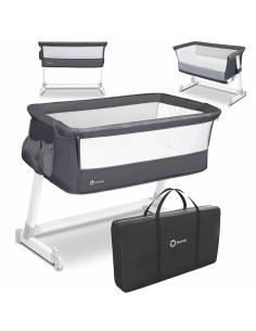 BN-LO-THEO_Dark_Grey,Lionelo - Patut co-sleeper Theo 2 in 1, Cu setare unghiulara, Reglabil in 5 pozitii pe inaltime, Conform cu 2
