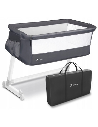 BN-LO-THEO_Dark_Grey,Lionelo - Patut co-sleeper Theo 2 in 1, Cu setare unghiulara, Reglabil in 5 pozitii pe inaltime, Conform cu
