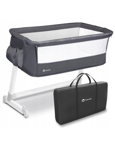 BN-LO-THEO_Dark_Grey,Lionelo - Patut co-sleeper Theo 2 in 1, Cu setare unghiulara, Reglabil in 5 pozitii pe inaltime, Conform cu