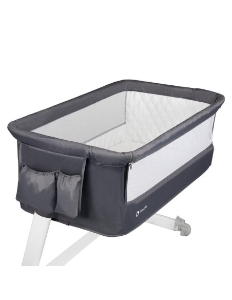 BN-LO-THEO_Dark_Grey,Lionelo - Patut co-sleeper Theo 2 in 1, Cu setare unghiulara, Reglabil in 5 pozitii pe inaltime, Conform cu