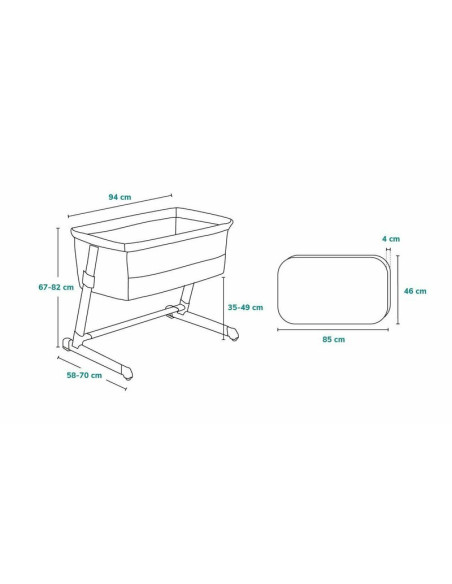 BN-LO-THEO_Dark_Grey,Lionelo - Patut co-sleeper Theo 2 in 1, Cu setare unghiulara, Reglabil in 5 pozitii pe inaltime, Conform cu