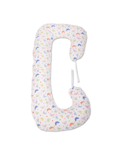 BN-BN174,BabyNeeds - Perna 3 in 1 pentru gravide si bebelusi Soft Plus, Cu husa detasabila din bumbac, Fluturasi, Multicolor