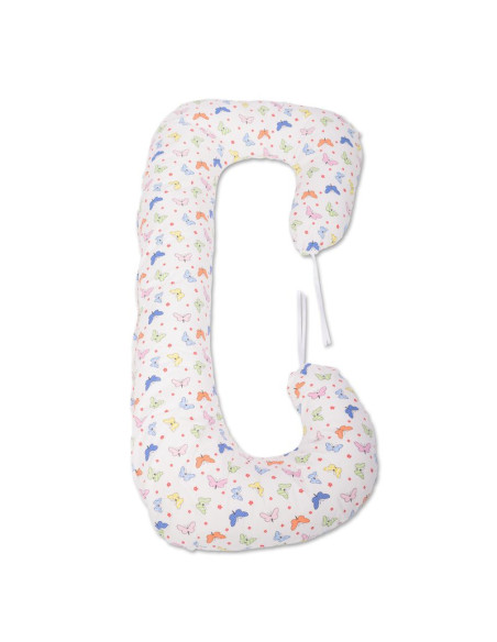 BN-BN174,BabyNeeds - Perna 3 in 1 pentru gravide si bebelusi Soft Plus, Cu husa detasabila din bumbac, Fluturasi, Multicolor