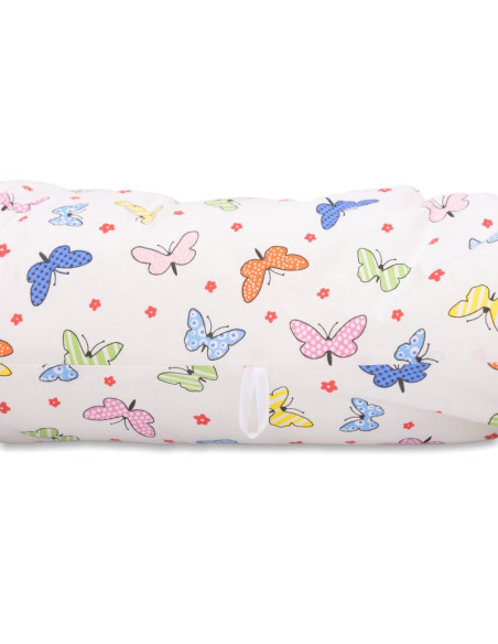 BN-BN174,BabyNeeds - Perna 3 in 1 pentru gravide si bebelusi Soft Plus, Cu husa detasabila din bumbac, Fluturasi, Multicolor