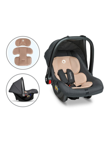 BN-LO-NOAPLUS_SAND,Lionelo - Scaun auto Noa Plus Sand, 0-13 Kg, Cu maner reglabil, Cu husa de picioare, Cu capotina, Cu saltelut