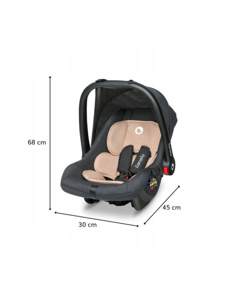 BN-LO-NOAPLUS_SAND,Lionelo - Scaun auto Noa Plus Sand, 0-13 Kg, Cu maner reglabil, Cu husa de picioare, Cu capotina, Cu saltelut