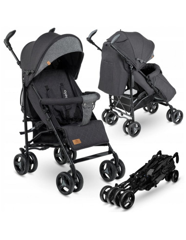 BN-LO-IRMA_BLACK/DARKGREY,Lionelo - Carucior sport Irma, Cu husa de picioare, Cu plasa de tantari, Conform cu standardul europea