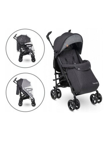 BN-LO-IRMA_BLACK/DARKGREY,Lionelo - Carucior sport Irma, Cu husa de picioare, Cu plasa de tantari, Conform cu standardul europea