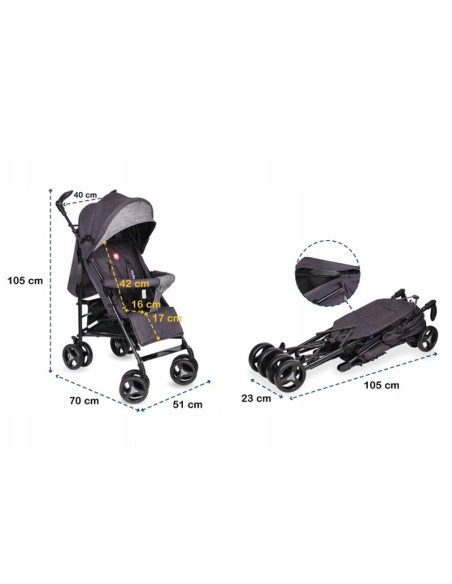 BN-LO-IRMA_BLACK/DARKGREY,Lionelo - Carucior sport Irma, Cu husa de picioare, Cu plasa de tantari, Conform cu standardul europea