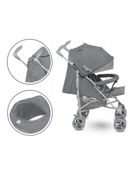 BN-LO-IRMA_GREY/DARKGREY,Lionelo - Carucior sport Irma, Cu husa de picioare, Cu plasa de tantari, Conform cu standardul european
