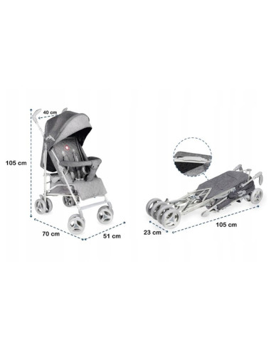 BN-LO-IRMA_GREY/DARKGREY,Lionelo - Carucior sport Irma, Cu husa de picioare, Cu plasa de tantari, Conform cu standardul european