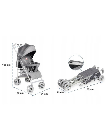 BN-LO-IRMA_GREY/DARKGREY,Lionelo - Carucior sport Irma, Cu husa de picioare, Cu plasa de tantari, Conform cu standardul european