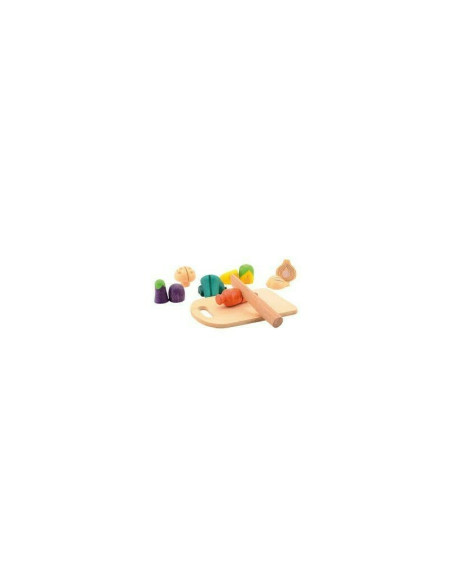 BN-80073,Joueco - Set Legume feliate cu inchidere arici velcro, Din lemn certificat FSC, 12 luni+, 14 piese, Multicolor