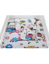 BN-BN182,BabyNeeds - Lenjerie patut 3 piese, Cu pernuta, Plapumioara, Cearceaf, Din bumbac, Pentru patut 140x70 cm, Bufnitele ve