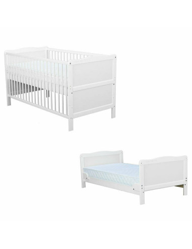 BN-BONAD01AL,BabyNeeds - Patut din lemn Nadia transformabil pentru bebe si junior, 140x70 cm, Din lemn de pin si mdf, Stabil si 