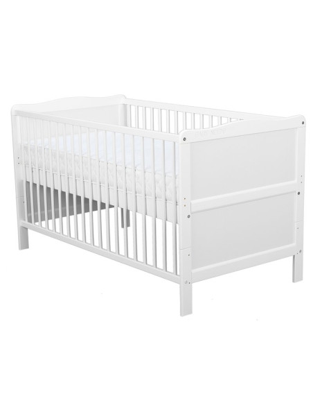 BN-BONAD01AL,BabyNeeds - Patut din lemn Nadia transformabil pentru bebe si junior, 140x70 cm, Din lemn de pin si mdf, Stabil si 