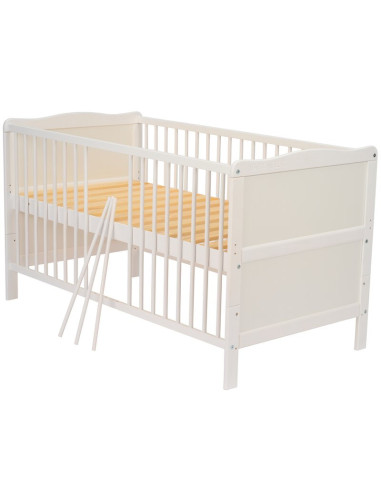 BN-BONAD01AL,BabyNeeds - Patut din lemn Nadia transformabil pentru bebe si junior, 140x70 cm, Din lemn de pin si mdf, Stabil si 