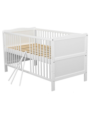 BN-BONAD01AL,BabyNeeds - Patut din lemn Nadia transformabil pentru bebe si junior, 140x70 cm, Din lemn de pin si mdf, Stabil si 
