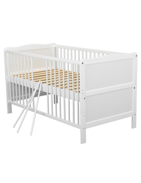 BN-BONAD01AL,BabyNeeds - Patut din lemn Nadia transformabil pentru bebe si junior, 140x70 cm, Din lemn de pin si mdf, Stabil si 