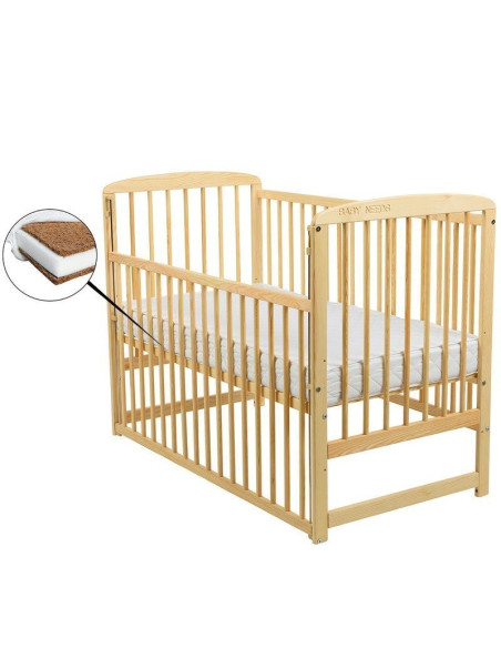 BN-BOOLA8CM03NT,BabyNeeds - Patut din lemn Ola 120x60 cm, Cu laterala culisanta, Din lemn de pin, Stabil si rezistent, Inaltime 