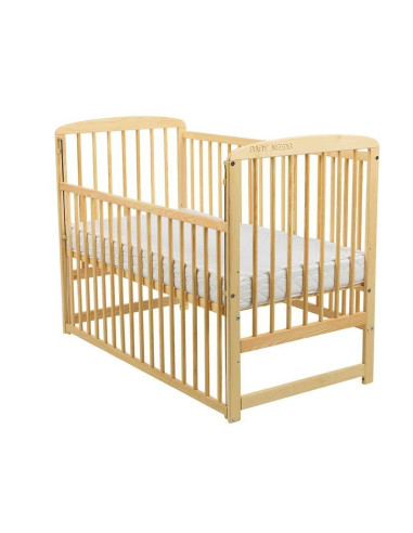BN-BOOLA8CM03NT,BabyNeeds - Patut din lemn Ola 120x60 cm, Cu laterala culisanta, Din lemn de pin, Stabil si rezistent, Inaltime 