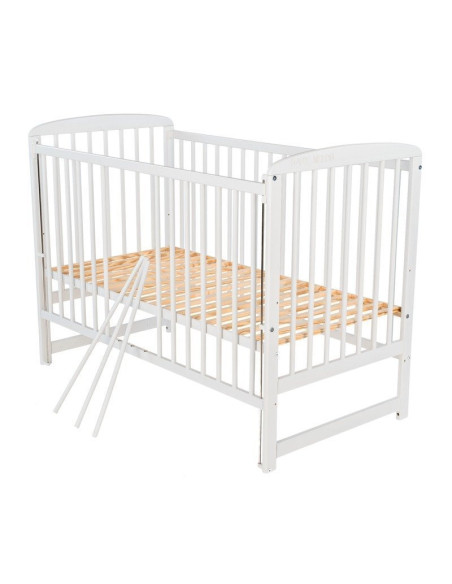BN-BOOLA8CM03AL,BabyNeeds - Patut din lemn Ola 120x60 cm, Cu laterala culisanta, Din lemn de pin, Stabil si rezistent, Inaltime 