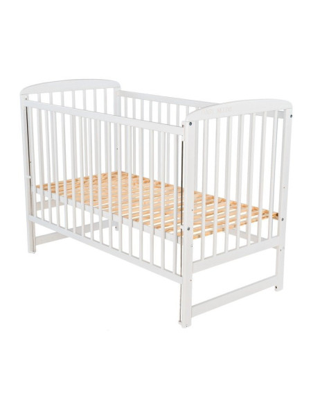 BN-BOOLA8CM03AL,BabyNeeds - Patut din lemn Ola 120x60 cm, Cu laterala culisanta, Din lemn de pin, Stabil si rezistent, Inaltime 