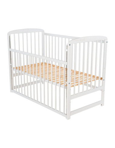 BN-BOOLA8CM03AL,BabyNeeds - Patut din lemn Ola 120x60 cm, Cu laterala culisanta, Din lemn de pin, Stabil si rezistent, Inaltime 