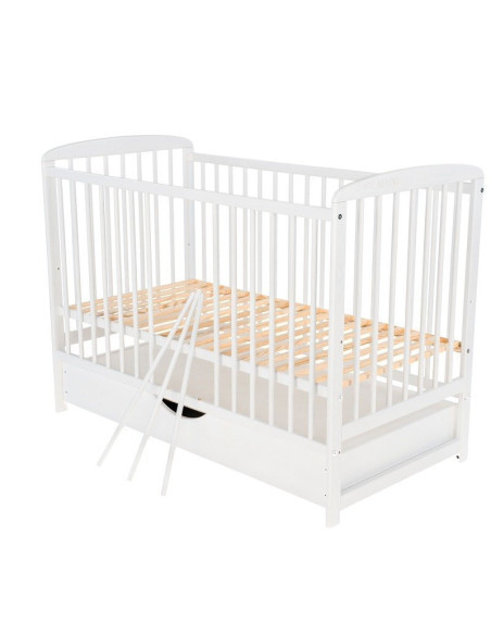 BN-BOOLA8CM02AL,BabyNeeds - Patut din lemn Ola 120x60 cm, Cu sertar cu capac, Din lemn de pin si mdf, Stabil si rezistent, Inalt