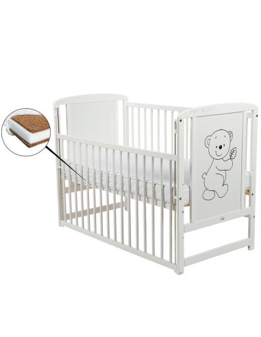 BN-BOTIM8CM03AL,BabyNeeds - Patut din lemn Timmi 120x60 cm, Cu laterala culisanta, Din lemn de pin si mdf, Stabil si rezistent, 