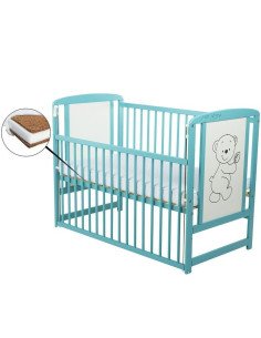 BN-BOTIM8CM03MIN,BabyNeeds - Patut din lemn Timmi 120x60 cm, Cu laterala culisanta, Din lemn de pin si mdf, Stabil si rezistent,