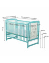 BN-BOTIM8CM03MIN,BabyNeeds - Patut din lemn Timmi 120x60 cm, Cu laterala culisanta, Din lemn de pin si mdf, Stabil si rezistent,