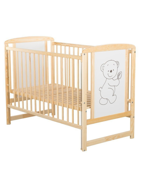 BN-BOTIM8CM03NT,BabyNeeds - Patut din lemn Timmi 120x60 cm, Cu laterala culisanta, Din lemn de pin si mdf, Stabil si rezistent, 