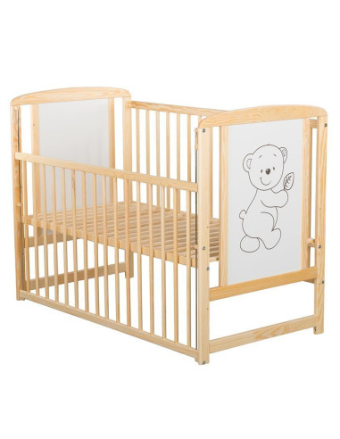 BN-BOTIM8CM03NT,BabyNeeds - Patut din lemn Timmi 120x60 cm, Cu laterala culisanta, Din lemn de pin si mdf, Stabil si rezistent, 