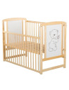 BN-BOTIM8CM03NT,BabyNeeds - Patut din lemn Timmi 120x60 cm, Cu laterala culisanta, Din lemn de pin si mdf, Stabil si rezistent, 