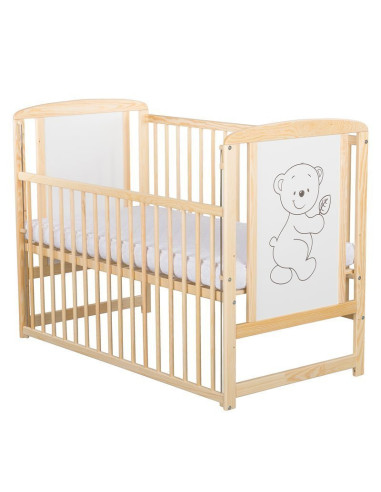 BN-BOTIM8CM03NT,BabyNeeds - Patut din lemn Timmi 120x60 cm, Cu laterala culisanta, Din lemn de pin si mdf, Stabil si rezistent, 