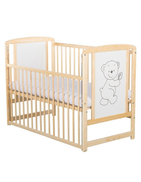 BN-BOTIM8CM03NT,BabyNeeds - Patut din lemn Timmi 120x60 cm, Cu laterala culisanta, Din lemn de pin si mdf, Stabil si rezistent, 