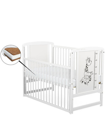 BN-BOTIMG8CM03AL,BabyNeeds - Patut din lemn Timmi Girafa 120x60 cm, Cu laterala culisanta, Din lemn de pin si mdf, Stabil si rez