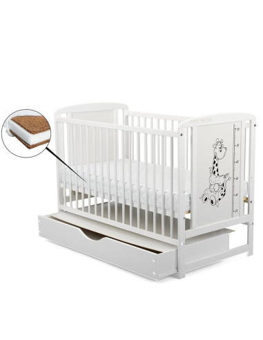 BN-BOTIMG8CM02AL,BabyNeeds - Patut din lemn Timmi Girafa 120x60 cm, Cu sertar cu capac, Din lemn de pin si mdf, Stabil si rezist