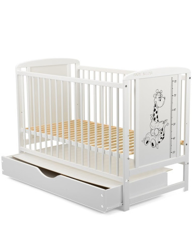 BN-BOTIMG8CM02AL,BabyNeeds - Patut din lemn Timmi Girafa 120x60 cm, Cu sertar cu capac, Din lemn de pin si mdf, Stabil si rezist