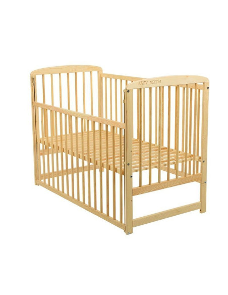BN-BOOLA12CM03NT,BabyNeeds - Patut din lemn Ola 120x60 cm, Cu laterala culisanta, Din lemn de pin, Stabil si rezistent, Inaltime