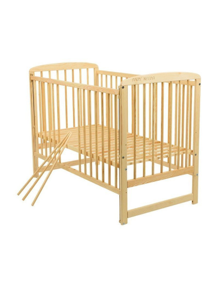 BN-BOOLA12CM03NT,BabyNeeds - Patut din lemn Ola 120x60 cm, Cu laterala culisanta, Din lemn de pin, Stabil si rezistent, Inaltime