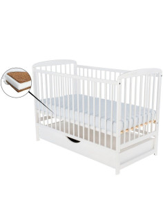 BN-BOOLA12CM02AL,BabyNeeds - Patut din lemn Ola 120x60 cm, Cu sertar cu capac, Din lemn de pin si mdf, Stabil si rezistent, Inal