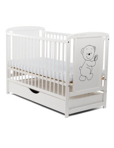 BN-BOTIM12CM02AL,BabyNeeds - Patut din lemn Timmi 120x60 cm, Cu sertar cu capac, Din lemn de pin si mdf, Stabil si rezistent, In 2