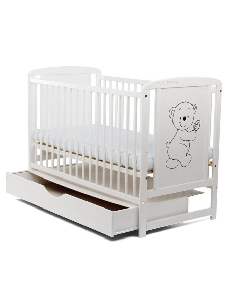 BN-BOTIM12CM02AL,BabyNeeds - Patut din lemn Timmi 120x60 cm, Cu sertar cu capac, Din lemn de pin si mdf, Stabil si rezistent, In
