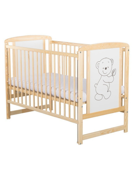 BN-BOTIM12CM03NT,BabyNeeds - Patut din lemn Timmi 120x60 cm, Cu laterala culisanta, Din lemn de pin si mdf, Stabil si rezistent,