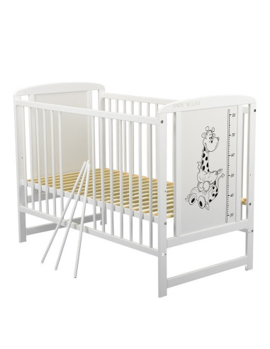 BN-BOTIMG12CM03AL,BabyNeeds - Patut din lemn Timmi Girafa 120x60 cm, Cu laterala culisanta, Din lemn de pin si mdf, Stabil si re